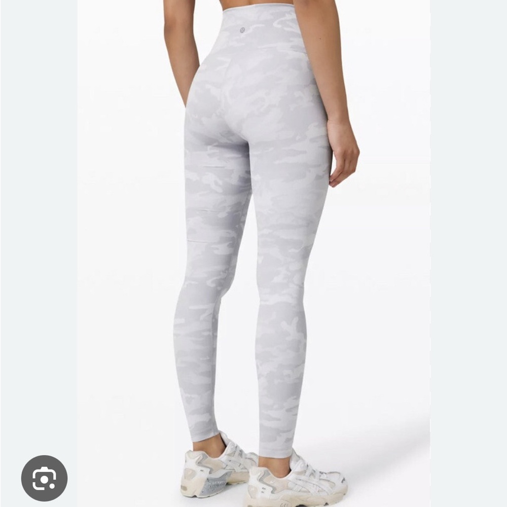 Lululemon Athletica White and Gray Camouflage Leggings